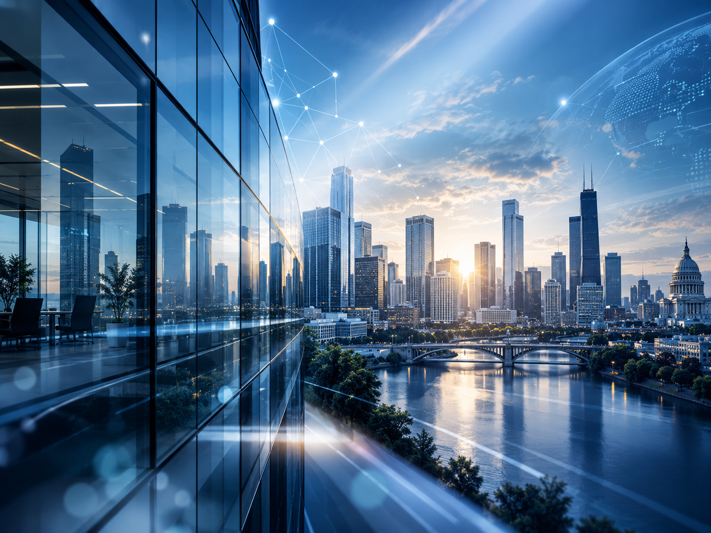 Modern technology environment and U.S. city landscape